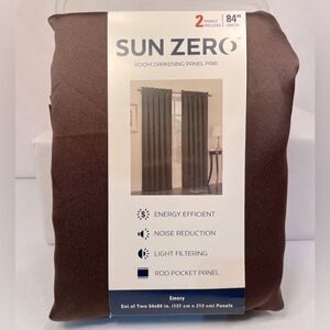 Sun Zero Brown Room Darkening Curtains